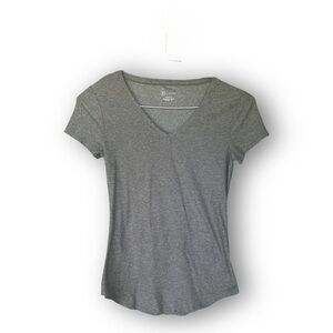 Gray V-Neck Women's Top